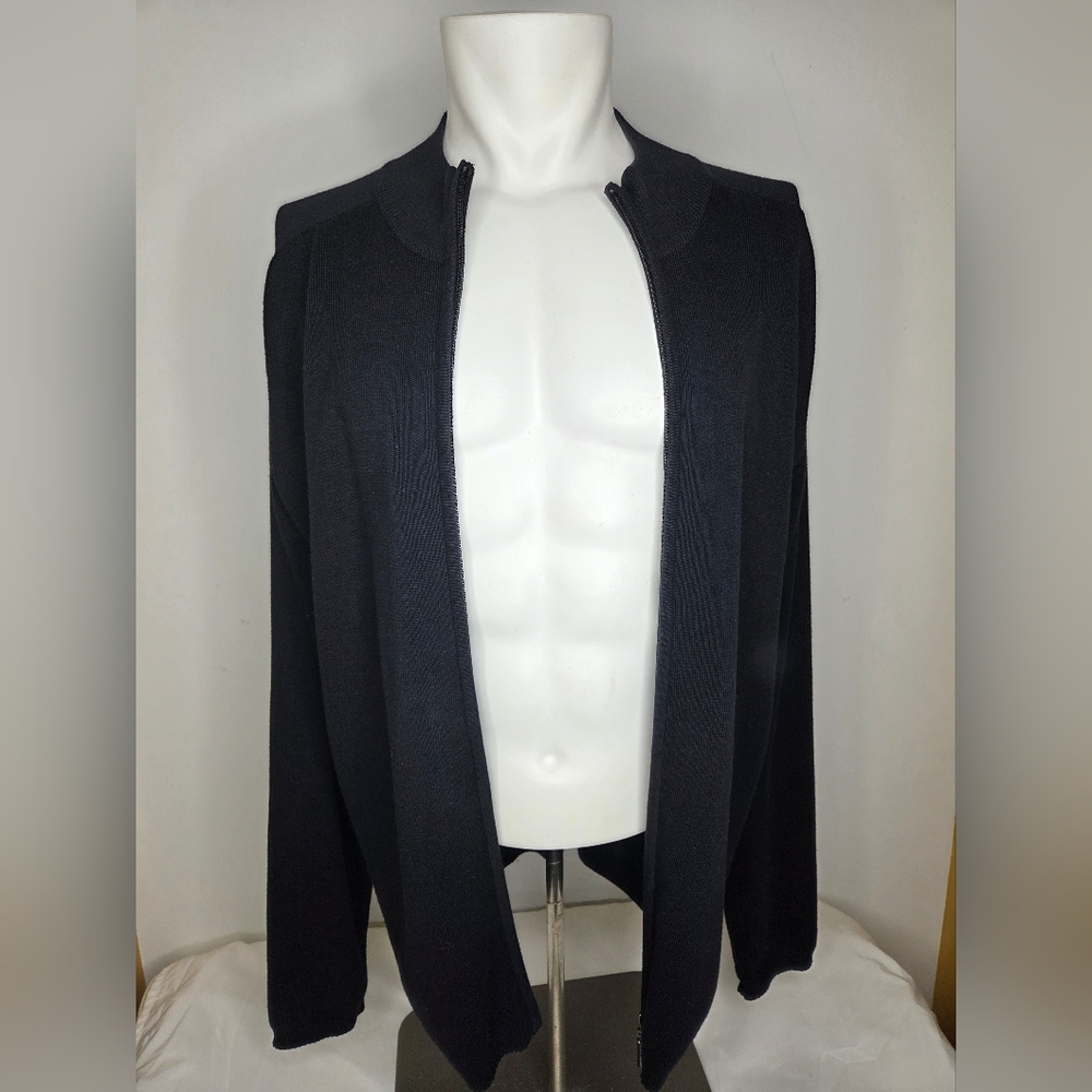 4YOU size L Black Mens Zip-Up Cardigan 100% Cotton